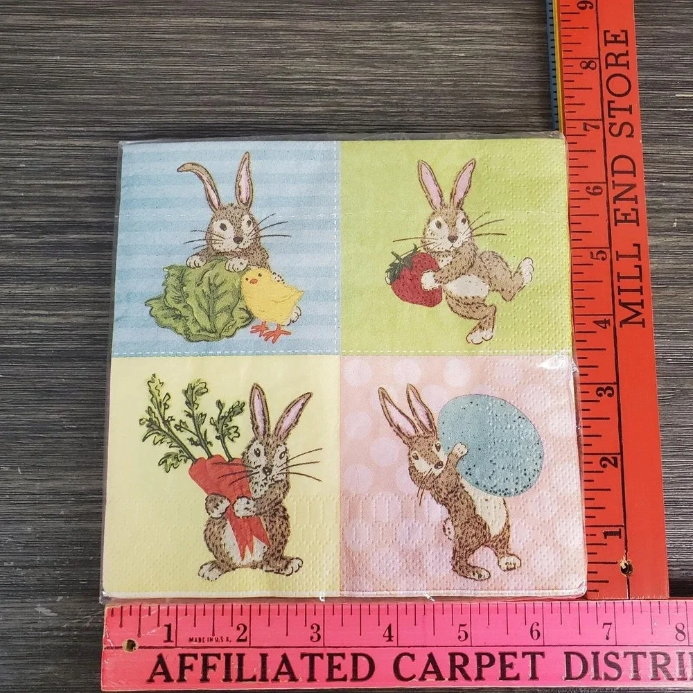 World Market Easter Bunny Rabbit Spring‎ Colorblock Paper Napkins, 2 ea. 16 ct.
